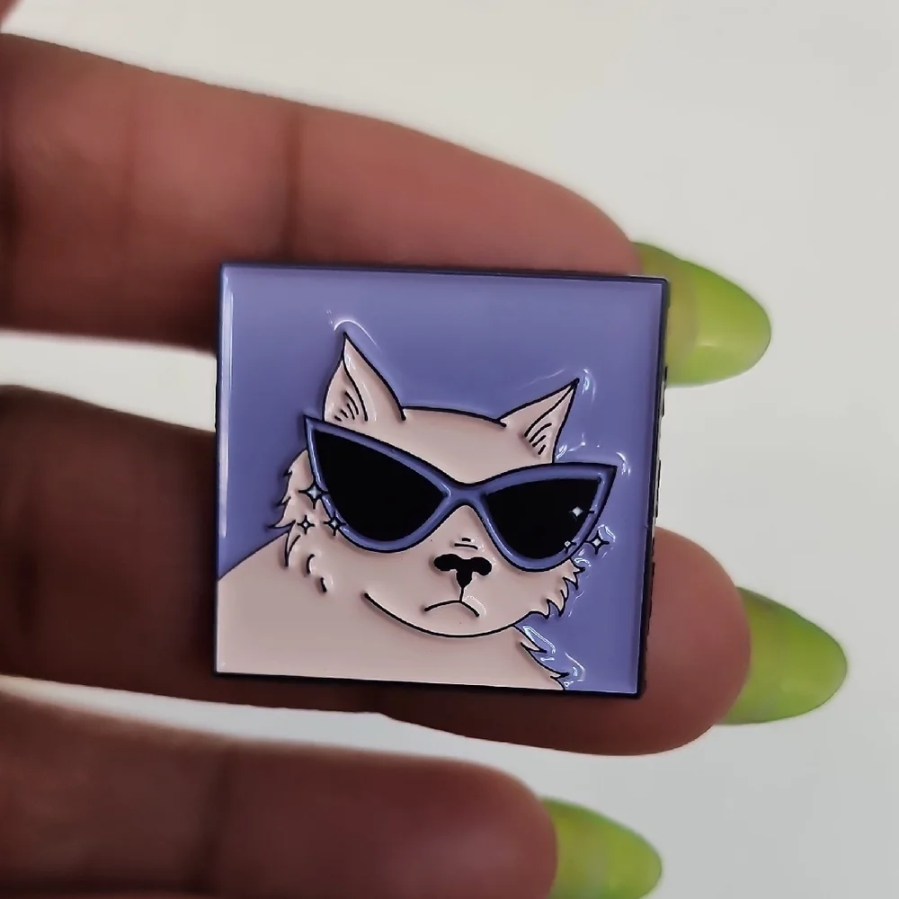 Cat Hair Is My Glitter Enamel Pin Set Cute Cat Coffee Pins White Purple